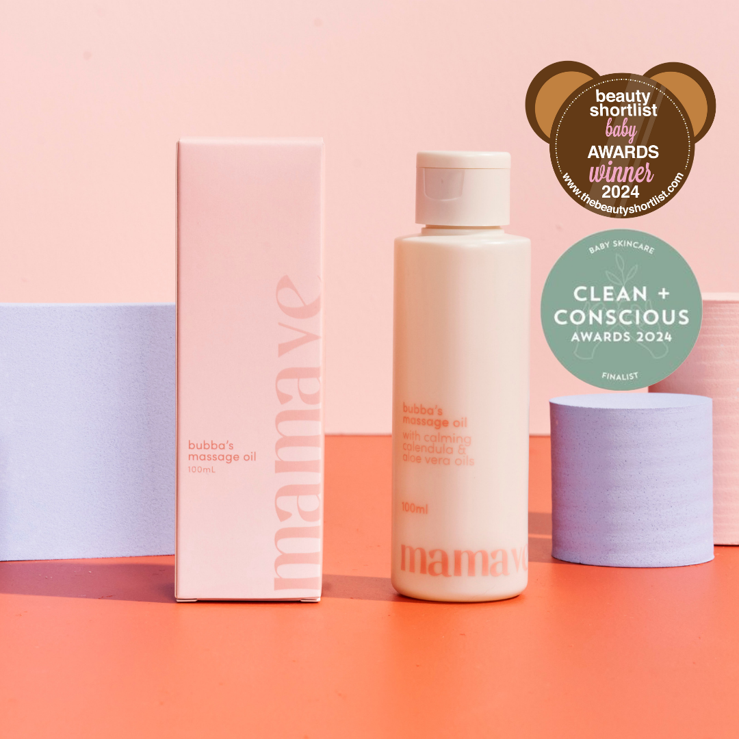Bubba's Massage Oil Clean and Conscious Award Finalist Baby Skincare and winner mama and baby awards beauty shortlist